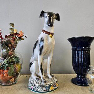 Estrela de Conimbriga Porcelain Hand painted 16" Dog Statue Approx. 6" Base